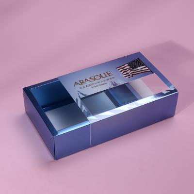 China Eco Friendly Recyclable Custom Logo Soap Gift Paper Small Soft Drawer Boxes Folding Flat Packing With Clear PVC Windows Sleeve for sale