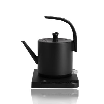 China 360 Degree Retro Electric Coffee Tea Pot Stainless Steel Rotating Portable Gooseneck Pour-over Kettle Black Electric Kettle for sale