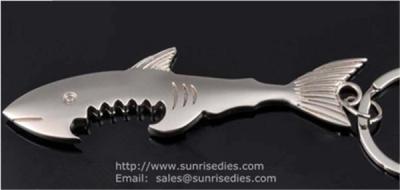 China Shark Pendant Keyring Beer Opener keyfob, Metal fish shaped bottle opener Keyring for sale