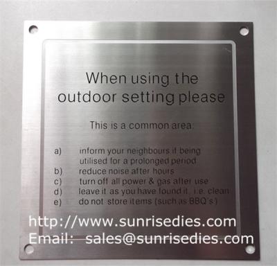 China Stainless steel warning plates, enamel stainless steel warning plaque with screw holes for sale