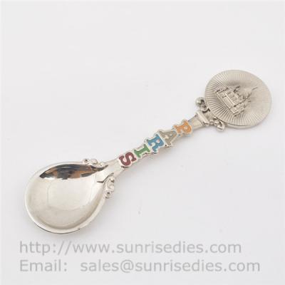 China Enamel Silver Paris Travel Souvenir Spoon With Letters Color Filled For Collector for sale