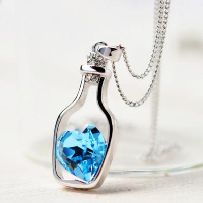 China Fashion CLASSIC Korean Necklace Wishing Bottle Necklace Woman Love Drift Bottle Heart Pendant Necklace 925 for sale