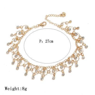 China Eco-friendly Fashion Handmade Double Tassel With Diamond Gold Plating Ankle Bracelet Anklet Chain Jewelry for sale