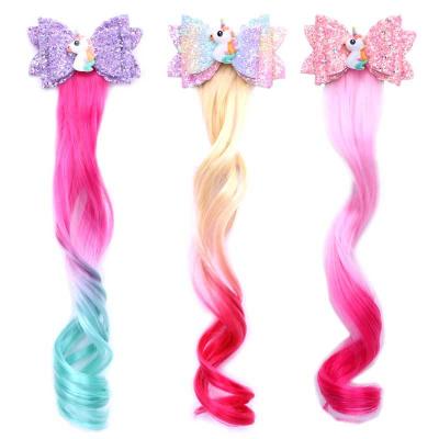 China Wholesale Eco-Friendly Bling Bling Unicorn Gretel Cartoon Hair Clips Baby Jewelry Accessories Clip in Hair Extension for sale