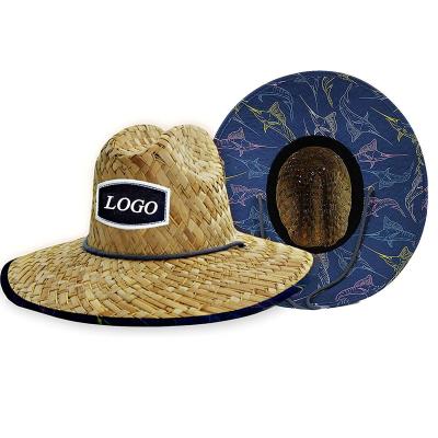 China Bulk Youth Straw Hat Logo Fish Pattern Summer Hats Wholesale Natural Image Grass Custom Embroidery For Fishing USA Cowboy Hat for sale