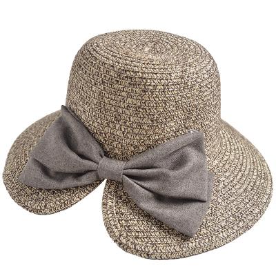 China New Fashion Eco-friendly Hair Accessories OEM&ODM Hat Summer Beach Straw Hat Bow Ribbon Beach Hat Custom For Women Lady for sale