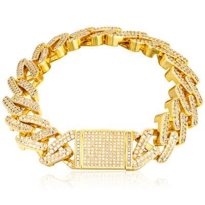 China Hip Hop / High Quality Drop Shipping Pulsera De Hombre Anklet Bling Gold Filled 13mm Cuban Link Bracelet for sale