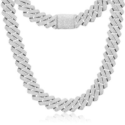 China Hip Hop/High Quality/Moissanite Drop Shipping Men's Silver Chunky Chain Necklace 20mm 925 VVS Moissanite Cuban Link Moissanite Jewelry for sale