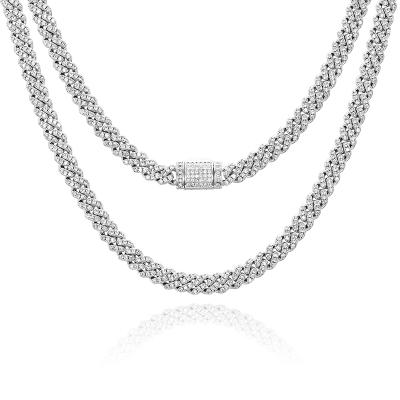 China Hip Hop/High Quality/Moissanite Drop Shipping Moissanite Jewelry Iced Out 6mm Silver Thin VVS Moissanite Miami Cuban Link Chain Necklace for sale