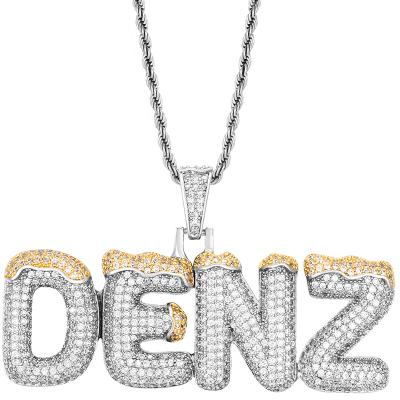 China High Quality/Hip Hop/Punk Iced Out Drop Shipping Full CZ Stone Paved Gold Plated Custom Letter Pendant Necklace for sale