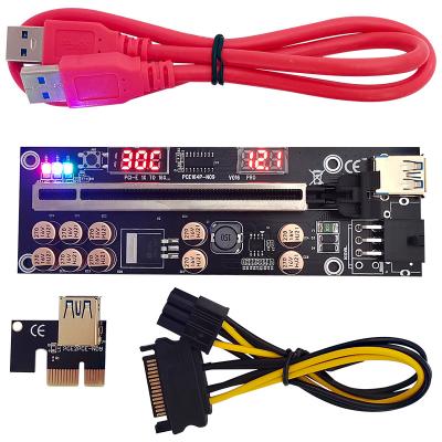 China V016 PCI-e Adapter Card Pcie Riser Pro GPU Card With Temperature And Watt Meter Supplement USB 3.0 SATA Adapter Cable For Video Card for sale