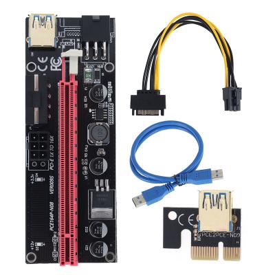 China Pcie 60cm USB3.0 2021 Riser 009s PCI-E 1X 4x 8x 16x Supplement Cable Dual 6 Pin Adapter 009S Plus Gpu Riser Card 12.9*4.4*1.2 for sale