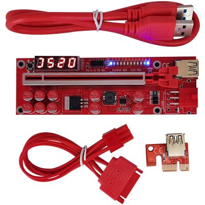 China PCBA+metal Pro PCIE Bracket V013 Riser Card 16X To 1X PCIE Plus 011pro Temperature Riser 10 Capacitor 12 LED Red Riser Pcie Ver013 Pro 009s 010s for sale