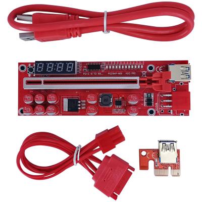 China PCBA+metal Frame Ver 013 Pro Pcie Riser Card Red With 1X16X Thermometer Supplement Power Cable for sale