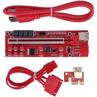 China Riser Bracket PCBA+metal PCI-e V013 PRO PCI-E PCIE Riser 10 Capacitors Display Red x1 x16 SATA Temperature To 6 Pin Power Cable for sale