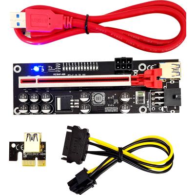 China With 12 led lights pcie pro 6pin riser 011 PCI-e express 1x to 16x card add-on Usb 3.0 V011pro GPU risers with 12 LED lights adapter for sale