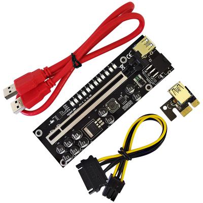 China Adapter PCI-e V011 Pro Riser Card 12 Led Lights 10 Capacitor PCL-E 1X To 16X 6pin V011 Pro Adapter Cable Riser Video Card for sale