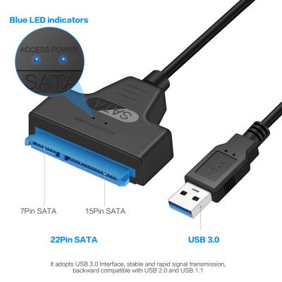 China COMPUTER USB 3.0 SATA III Hard Drive Adapter Cable, SATA 22PIN HDD 7+15pin SATA Cable to 2.5inch HDD/SSD Adapter Converter for sale