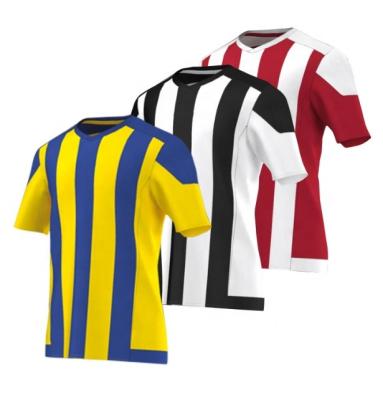 China Breathable Kids Soccer Wear Striped Soccer Jerseys Kids Cheap Soccer Uniforms for sale