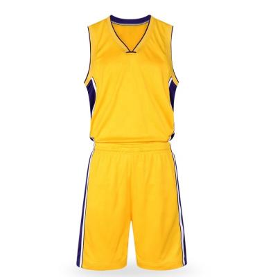 China New design antibacterial uniform color singlet basketball style basketball tank top solicitation yellow letter for basketball uniform for sale