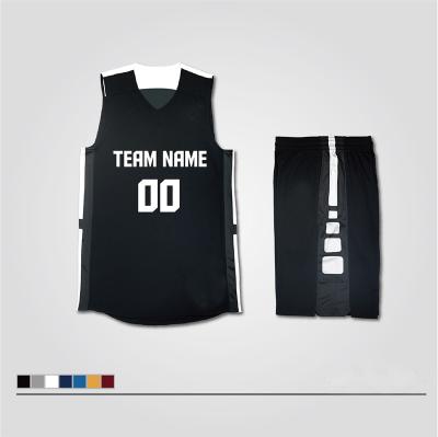 China Latest Design Antibacterial Black Basketball Jersey Nepal Basketball Uniform Black for sale