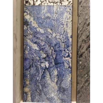 China Luxury Sodalite Large Format Stone Slab Background Blue Agglomerated Decorative Tile 700*1300mm Exterior Glossy Modern Home Wall Use for sale