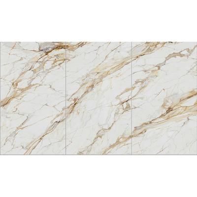 China Modern Luxury Style 12MM Fishbelly Gold Agglomerated Stone Slab Flooring Flooring Tile 1600*2700*12mm Large Marble Wall Mounted Background for sale