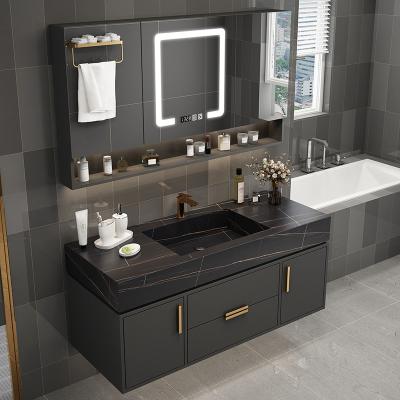 China 70CM 80CM Modern Small Size Wall Mounted Black Gold Countertop Stone Sink Dish Wash Pool Single Sintered Ceramic Toilet Basin Black 90CM for sale