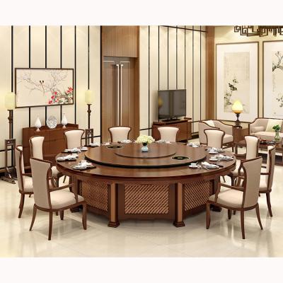 China Modern Commercial Furniture Large Space Wooden Dining Table 12 Chairs Automatic Rotating Remote Control Turntable Dinner Table for sale