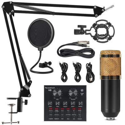 China Professional Youtube Studio Recording Microphone BM800 Voice Condenser MIC with V8 Sound Card for Karaoke Youtube Tiktok Live Streaming for sale