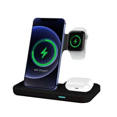 China With NEW 3-in-1 15W Magnetic Wireless Fast Charger Foldable Docking Station Holder for Smartphones Smart Watch Earbuds for sale