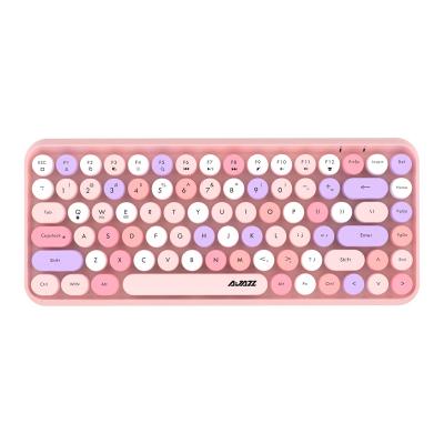 China Anti-Ghosting Lipstick Color AJAZZ 308I 84 Keys Round BT Key Retro Wireless Keyboard Typewriter For Win/IOS/Android Head Office Girl Keyboard for sale