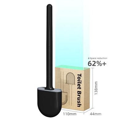 China Factory Wholesale 5 Color Sustainable Amazon Toilet Brush Black Soft Silicon Toilet Cleaning Brush Holders Set for sale