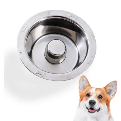 China Small MOQ Viable Customized Laser Stainless Steel Metal Double Wall Slow Food Water Pet Bowl For Dog for sale