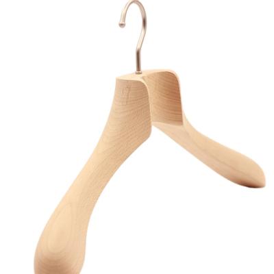 China Custom Made Luxury High Quality Natural Wood Display Morden Beech Wood Hanger OEM Shop Hanger for sale