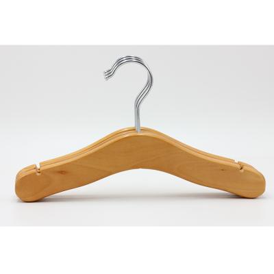 China 2021 Latest Design Smooth Surface Wooden Kids Small Modern Wooden Hangers No Quilting Hanger for sale