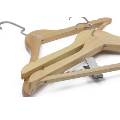 China Hotel hanger factory wholesale hotel nature coat suit wooden anti slip custom hanger for sale