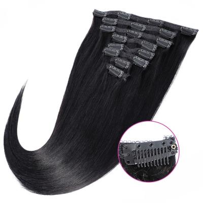 China Silky Straight Wave Clip In Hair Extension 100% Virgin Real Hair Full Head Hair Clip On Extensions for sale