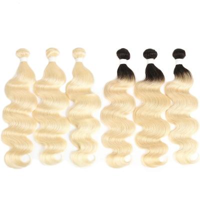 China High Quality Cheap Silky Straight Wave Hair Color 1b/613 Ombre Body Wave Blonde Hair Weft for sale