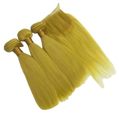 China 100% Silky Straight Wave Hair Extensions Weaves Yellow Straight Hair Bundles Straight Hair Weft for sale