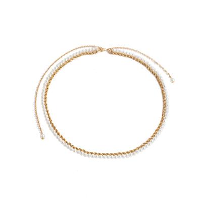 China All-match retro simple multi-layer casual belt chain pearl belt chain casual dress accessories for sale