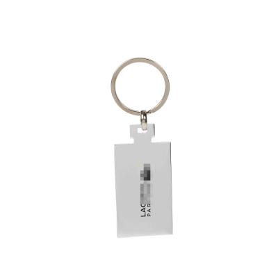 China Environmentally Friendly Recycled Stainless Steel Tag Key Chain Long Pendant Cloth Smooth Key Chain Mirror Finish Polishing for sale