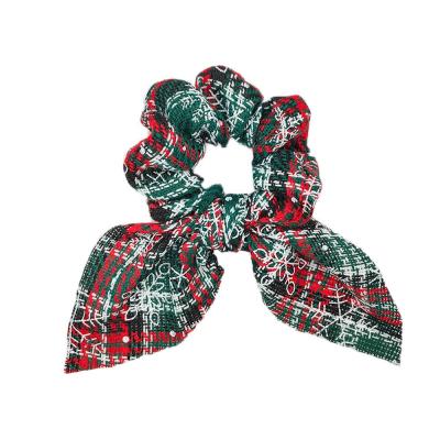 China Retro Vintage Autumn And Winter New Christmas Hair Tie Cotton And Cloth Plaid Hair Cloth Rope for sale