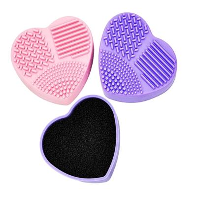 China Heart Shaped Gifts Silicone Makeup Brush Cleaning Box BSCI Audit Factory Eyeshadow Brush Cleaning Brush Box for sale