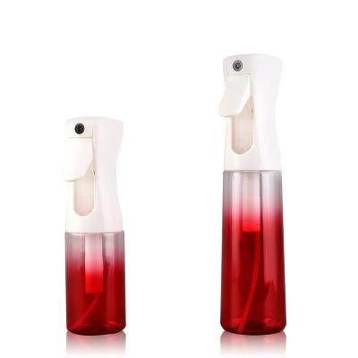 China Non Spill Continuous 200ml 300ml Red Gradient Spray Bottle Salon Hairspray Bottle for sale