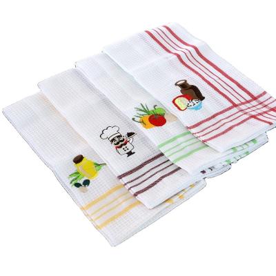 China 40x60cm Waffle Pattern Tea Towel Polyester Cotton Dish Towel Viable Kitchen Towel for sale