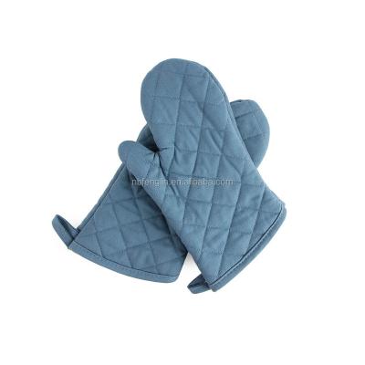 China Simple Color Kitchen Cooking Heat Resistant Cotton Navy Blue Promotion Oven Glove for sale