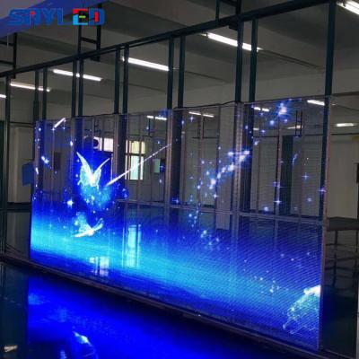 China P5.2-P8.33 Indoor Full Color Indoor Glass Video Wall Mall Display Transparent Led Display Screen for sale