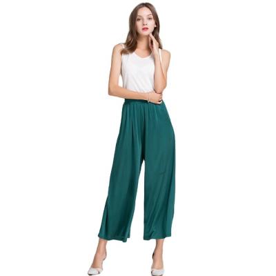 China New QUICK DRY summer silk wide leg pants women high waisted loose straight pants for sale