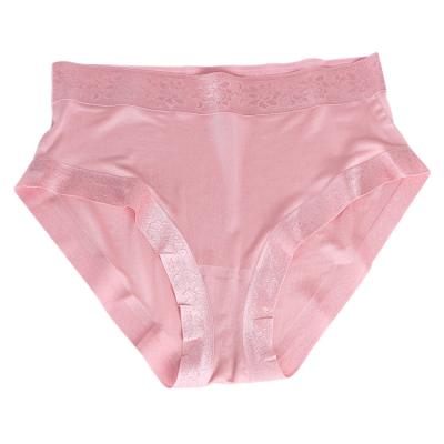 China Ladies Breathable 100% Silk Knitted Underwear Women's Soft Superfine Panties Lace Up Thin Seamless Briefs for sale